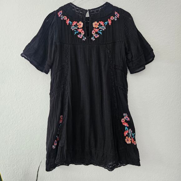 Free People Perfectly Victorian Black Embroidered Dress Short Sleeve Size S $168 - Picture 9 of 11
